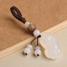 주니지니네 금전운 재물운 옥 비휴 연꽃 키링 열쇠고리, 미니연꽃화이트, 1개