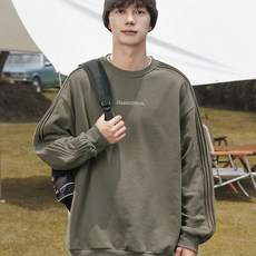 투니스 남성 라운드넥 자수 루즈핏 긴소매 맨투맨 티셔츠