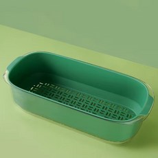 BLOWFISHFUGU 가정용 직사각형 2층 과일과 야채 두꺼운 물빠짐야채바구니 주방 야채 과일 야채세척바구니 물빠짐바구니, 5개, 그린