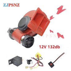 에어혼 경적 크락션 듀얼 톤 혼 키트 달팽이 에어 자동차 트윈 컴팩트 오토바이 132db 슈퍼 라우드 방수 12V 24V, 1개, 4) Red 12V 132db