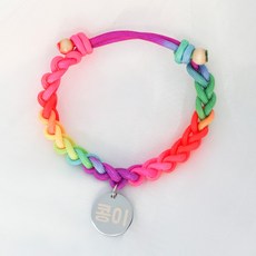 세리냥 네온무지개 강아지 고양이 목걸이 M + 메탈원형 펜던트 20mm, 04) 콩이, 2개