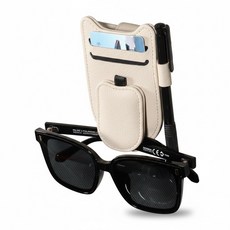 자동차 카드 홀더 선글라스 클립 거치대 펜 수납 가능, 1개, 오프 화이트