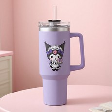 Tiger Pavilion 대용량 304 스테인리스 스틸 캐릭터 텀블러, 1개, 퍼플