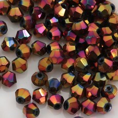 크리스탈 비즈 주판알 4mm 메탈 AB 유리 마름모 비즈 공예 재료, 1세트, A6092. 레드브라운(AB)