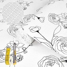 주방 캐비닛용 선반 라이너 비접착식 서랍 라이너 미끄럼 방지 두꺼운 선반 라이너 종이 강력하고 쉬운 세척 공구 상자 냉장고용 칼과 줄자 골드 화살표 30 x 1., White/Black Floral