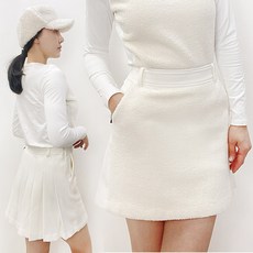 투솜 여성겨울골프스커트 여자겨울골프웨어 앞퍼뒷주름 골프치마바지 여성 겨울 에이치 플리츠 빅사이즈 골프 스커트 아이보리 블랙