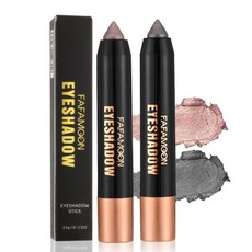 페이쿠이윤 모노크롬 크림 글리터-쉬머 아이섀도 스틱 팔레트 메이크업 | 2-in-1 & 아이라이너 펜슬 워터프루프 비건 및 크루얼티 프리 솜브라스 파라 오조스 02 쉬머 화이트, A09#03+05