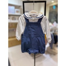[압소바][해피랜드] 봄 40% /봄 간절기에 입기 좋은 두께감의 상하복 /반바지 기장의 하의가 세트로 /오버롤 디자인으로 배 나올 걱정 없이*카이멜빵상하*