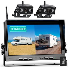 트럭 RV 트레일러 W102용 10인치 쿼드 스플릿 DVR 모니터가 장착된 Nuoenx 무선 백업 카메라 시스템 HD 1080P 디지털, 트럭 RV 트레일러 W102를 위한 10인치 쿼드 스플