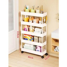 Maudass 12cm 초슬림 욕실 수납 선반 좁은 공간용 미니 정리, 1단, 화이트 22cm 5단