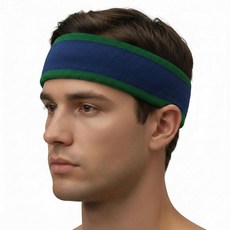 COUVER 매우 두꺼운 긴 면 스웨트밴드 - 확장 사이즈 튼튼한 운동용 테리 천 머리띠 1개 레드/블루/레드, 그린 / 블루 / 그린