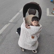 유모차장갑 겨울 핸드머프 방한 워머 따뜻한 손잡이 핸들 커버 개모차장갑 유모차워머, 1개, 12. 해피베어 두꺼운 유모차 방풍 담요