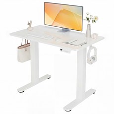 1인용 모션데스크 전동 높이조절 소형 스탠딩 컴퓨터책상 공부 사무 게이밍책상, 백색