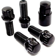 메르세데스 아우디 폭스바겐 팩토리 휠용 베리텍 14x1.5mm 2.10인치 28mm 샹크 길이 19mm 키 헥스 R12 OE 블랙 볼 시트 휠 볼트 잠금 장치 4개 세트, 메르세데스 아우디 폭스바겐 팩토리 휠용 베리텍 14x1