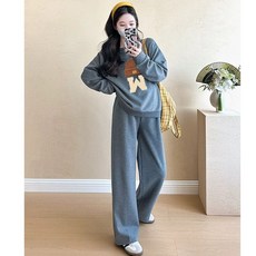 COSYEVNO 여성 임산부 세트 가을 빅사이즈 오버사이즈 패션 캐주얼 긴팔 상의+바지 투피스 lyjnstz-04