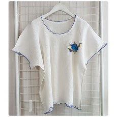 마메든 꽃자수 인견 생지반팔/할머니런닝/부인 여름 쿨나시/효도선물