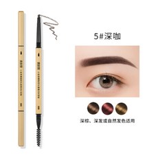 立體雙頭眉筆 極細金條 防水防汗持久不暈染自然霧眉, 1個, 深咖啡