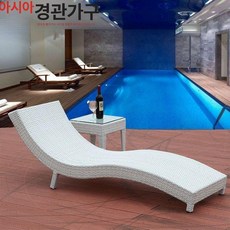 라탄 라운지체어 바베큐용 의자 썬베드 체어 베란다용, 리클라이너 1개 화이트