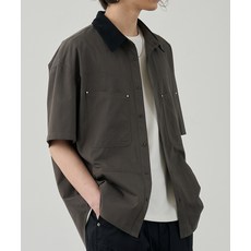 알리스 ALYSS 콘트라스트 하프 워크 셔츠 차콜