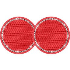 YOUSHENG 2피스 액세서 인서트 라인스톤 홀더 범용 방지 코스터 실리콘 미끄럼 블링, 2 Count, 레드