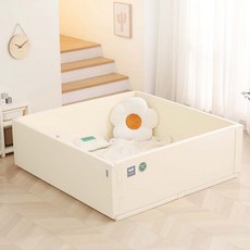 抗菌百變兒童城堡地墊150x150cm 安全無毒多功能嬰兒遊戲墊, 奶油米