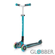 法國GLOBBER 哥輪步 2合1三輪折疊滑板車大師版 酷炫白光發光輪 滑步車 兒童滑板車, 藍色, 1個