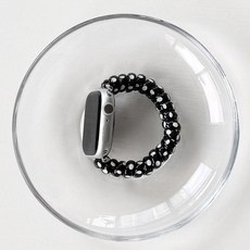 제이데코 애플워치 호환 말랑 젤리 머리끈 스트랩 밴드, 1개, 블랙 도트 스트랩