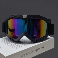 滑雪登山護目鏡 男女款騎行摩託車防風防眩光眼鏡 戶外運動雪地防紫外線防風沙防霧風鏡 抗UV 機車護目鏡, 【旗艦品質】黑框藍炫彩, 1個