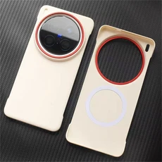 Vivo X200 Pro Mini Ultra 5G용 맥세이프 마그네틱 고급 PU 가죽 슬림 얇은 테두리 없는 폰 백 커버, 03 생체 X200 프로, 01 아이보리