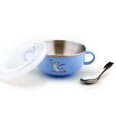 Zebra 斑馬牌 兒童雙耳碗 附蓋及湯匙, 1個, 藍色（碗+湯匙+塑膠蓋）,未稅價