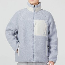 adidas 愛迪達 男女通用雙面蓬鬆夾克雙面搖粒絨夾克搖粒絨拉鍊天藍色 + 灰色