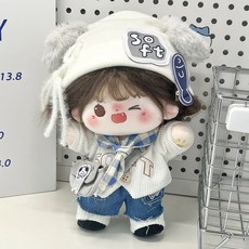 20cm棉花娃娃衣服奶鹽替換套裝 無屬性公仔玩偶可愛娃衣套裝, 1個, 五點（衣服+披肩+褲子+鞋子+挎包）,20cm僅娃衣