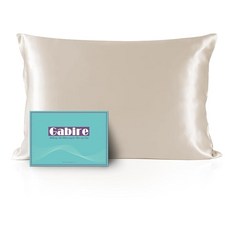 Gabire Mulberry 모발 및 피부용 실크 베개 커버 트러블 방지 양면 리얼 커버 숨겨진 지퍼 샴페인 스탠다드(50.8cm x 66cm(20인치 26인치)) 129, 베이지