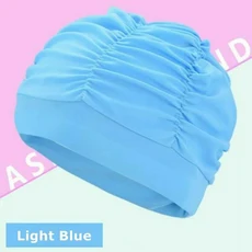 수영모자 높은 탄성 수영 모자 PU 방수 귀 보호 긴 머리 스포츠 수영 풀 모자 수영 모자 무료 크기 남성 여, 07 Light Blue, 1개