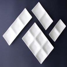 사각 나눔접시 식당식기 식당접시 구절판접시, 직사각3절