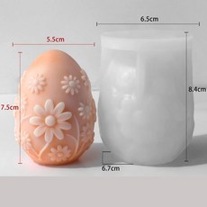 부활절 달걀 양초 몰드 향기로운 꽃 모양 석고 공예 홈 데코용, Color: 1. C, 1개