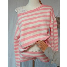 러벨 성인발레복 핑크 스트라이프 니트 오프숄더 숏츠 셋업 세트 힙워머 스커트 반바지 밴딩 핫팬츠 커버업