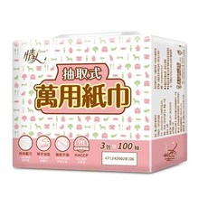情人抽取式萬用紙巾 3包x100抽, 24個, 100張