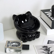 인테리어 소품 앉아있는 고양이 하이 트레이 현관 장식 29, 블랙
