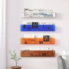 아클리오 무타공 아크릴 매거진랙 벽선반, 1단, 투명색