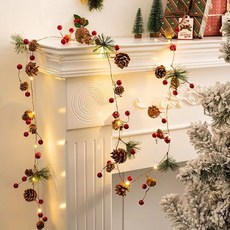 聖誕節裝飾燈led燈串松果鈴鐺聖誕樹彩燈掛飾手工燈臥室節日客廳, 1個, 松果燈串,1米【 電池款】配電池