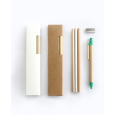 친환경연필셋트 신문연필 재생문구 친환경제품 판촉물인쇄 고급필기구셋트 휴대용필통 종이필통 종이볼펜 필기구 선물용 지구나무, 1개, 크라프트
