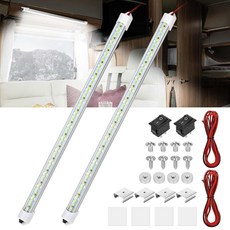 Linkstyle 4PCS 12V 인테리어 LED 라이트 바 스위치가 있는 매우 밝은 6500K 스트립 라이트 자동차 트럭 캠핑카 밴 RV용 700LM 밀폐 트레일러 램프 48, 2PCS DIY Switch