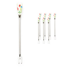 Bloom at home 花朵印花點心叉, 混色, 8個