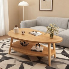 하루꿈 선반형 거실 소파 테이블 비정형 탁자 보조 테이블, 원목색, 4인용
