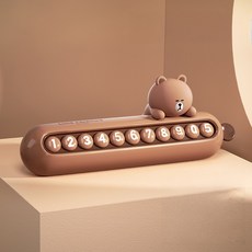 라인프렌즈 차량용 주차번호판 귀여운 캐릭터 듀얼 전화번호판 차꾸미기 새차선물, 1개, 브라운