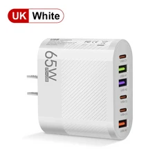 3.1A 6-in-1 3USB 3PD 충전기 삼성 S23용 QC3.0 고속 Xiaomi 휴대폰 EUUSUK 호환 어댑터, 04 881-3A3C US White