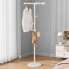 희망가 스탠드 옷걸이 T자형 튼튼한 철제 행거, 화이트