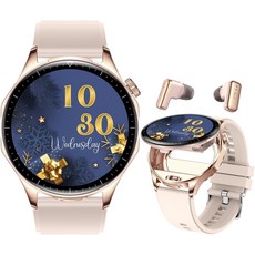 신형 스마트워치 TWS 이어폰 2-in-1 1.43인치 AMOLED 스크린 466 * 466 해상도에 NFC 출입문이 달려 있다., 금색, 3.6cm, GPS + 블루투스