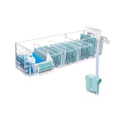 外掛式魚缸過濾器，多層過濾，靜音節能，簡易安裝，水質淨化，觀賞魚適用, 1個, 【5道過濾】第三代上部過濾(含馬達/濾材